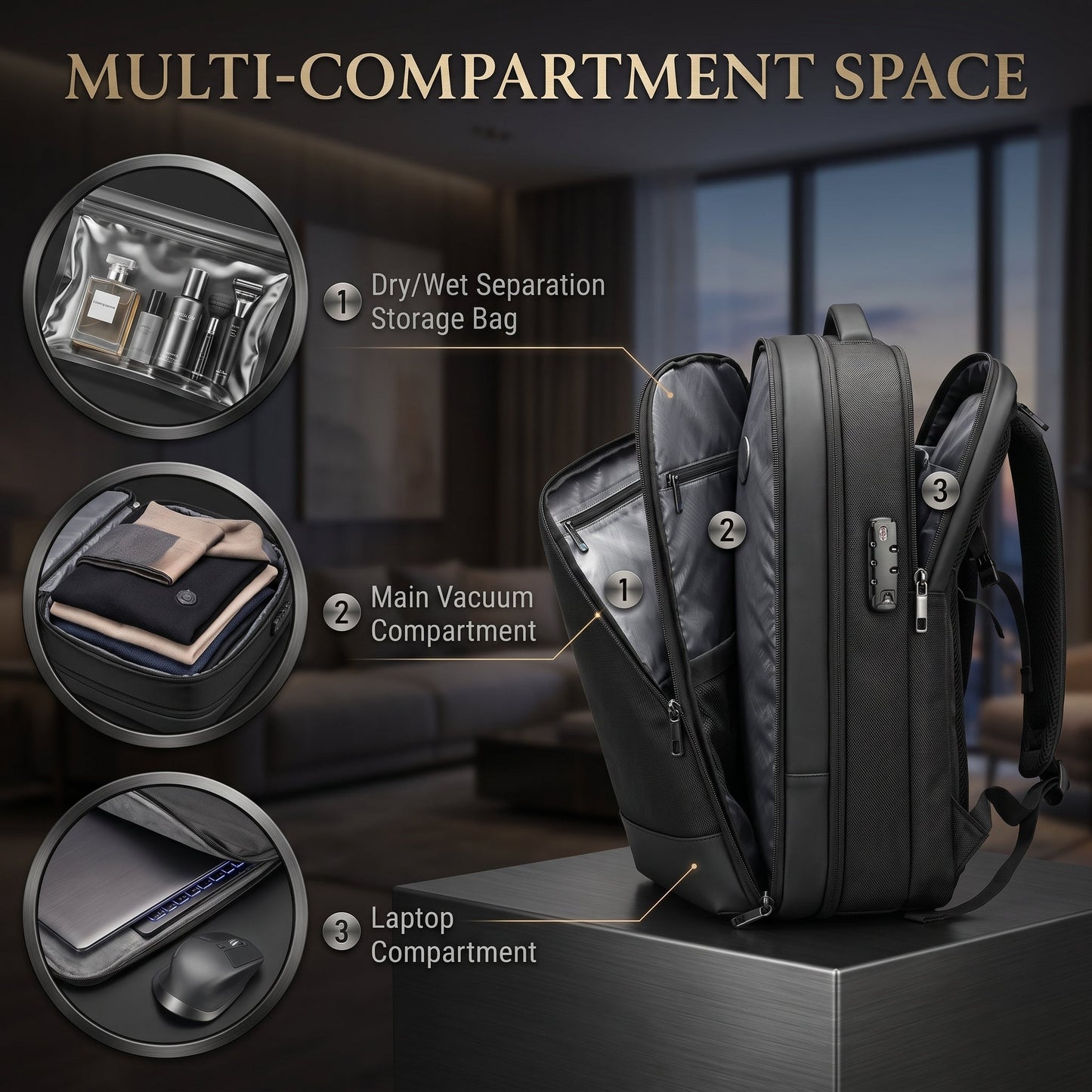 Vacuum Compression Travel Backpack